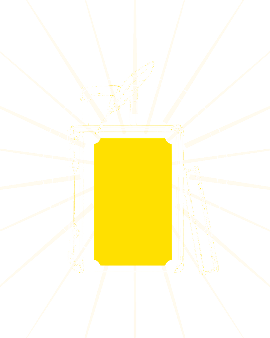 Illustration Kapitel 1: Gepackter Koffer, daran gelehnt ein aufgeschlagenes Buch, darauf ein Federkiel
